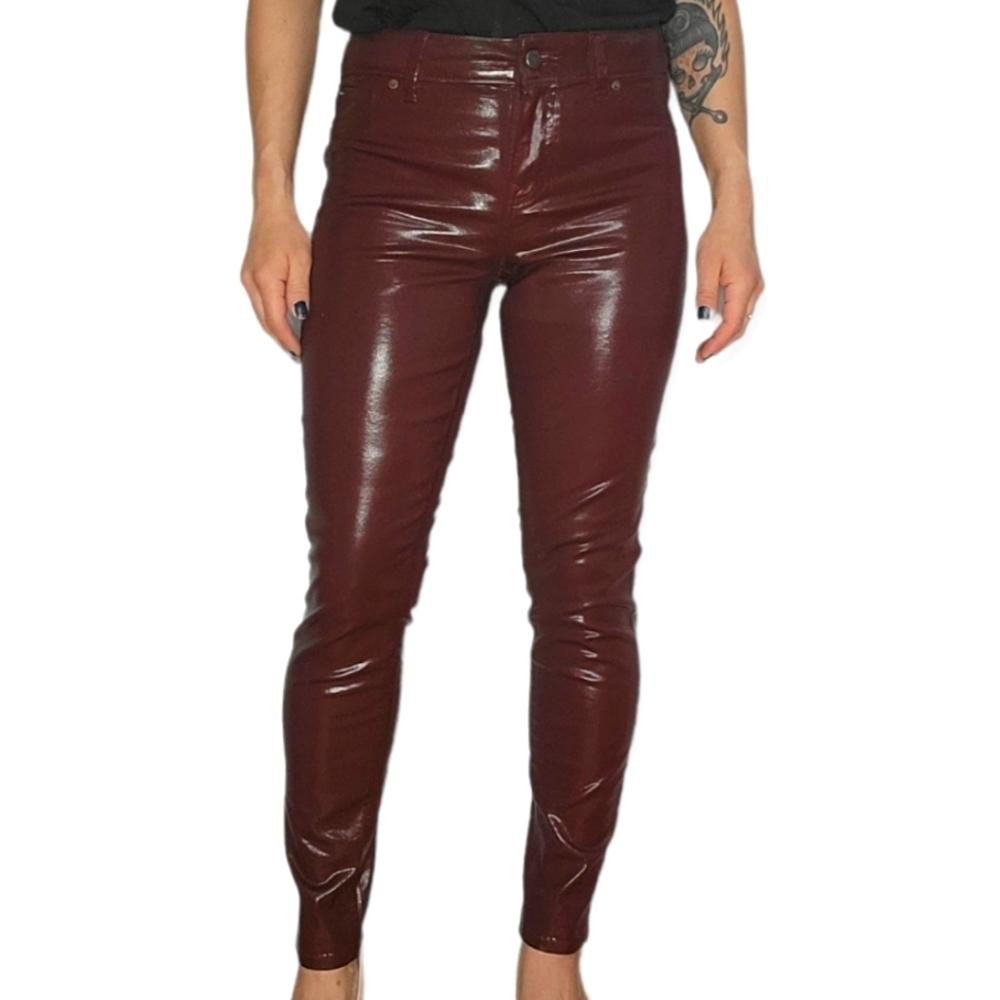 Level 99 Patent Skinny Midrise Pants 29 Red